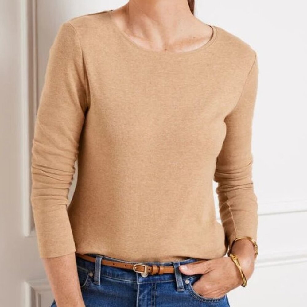 Talbots Long‑Sleeve Crewneck Tee – 100% Cotton, Women’s XS/Petite P